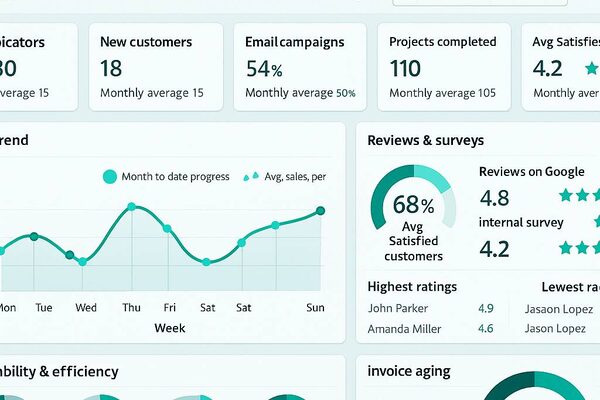 AutoLeap automotive repair SaaS dashboard showing business performance and customer reviews