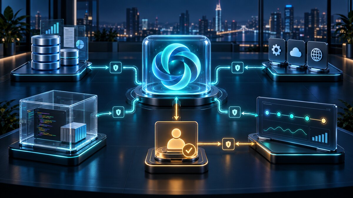OpenAI Agents API architecture for a SaaS product showing business data, tools, secure sandbox, human approval and workflow tracing