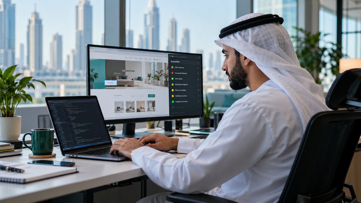 UAE full-stack developer testing a Dubai business website against WCAG 2.2 accessibility requirements